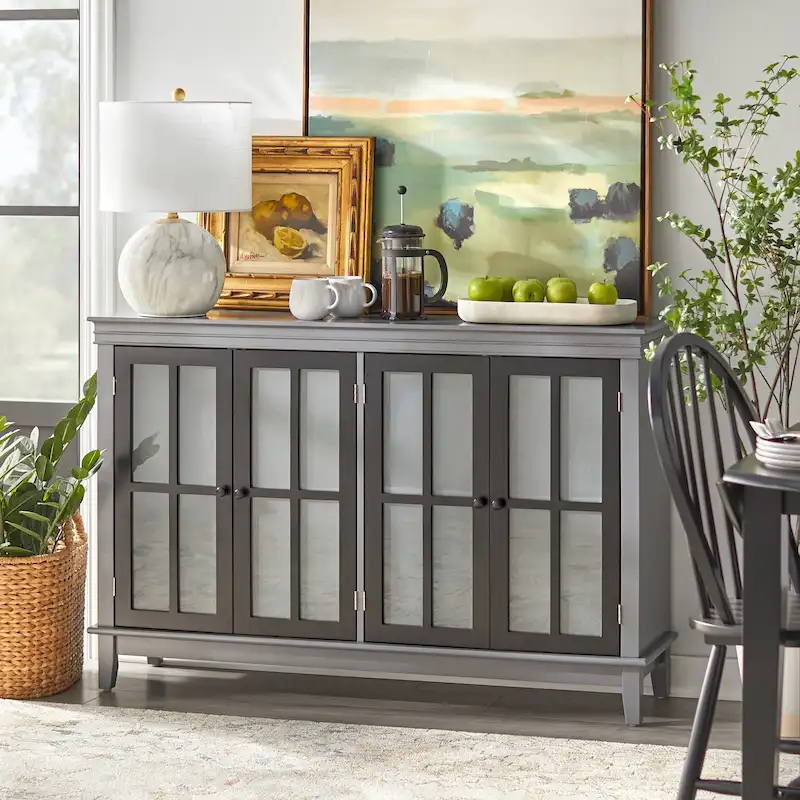 Simple Living Hampshire Frosted Glass Farmhouse Buffet/Sideboard