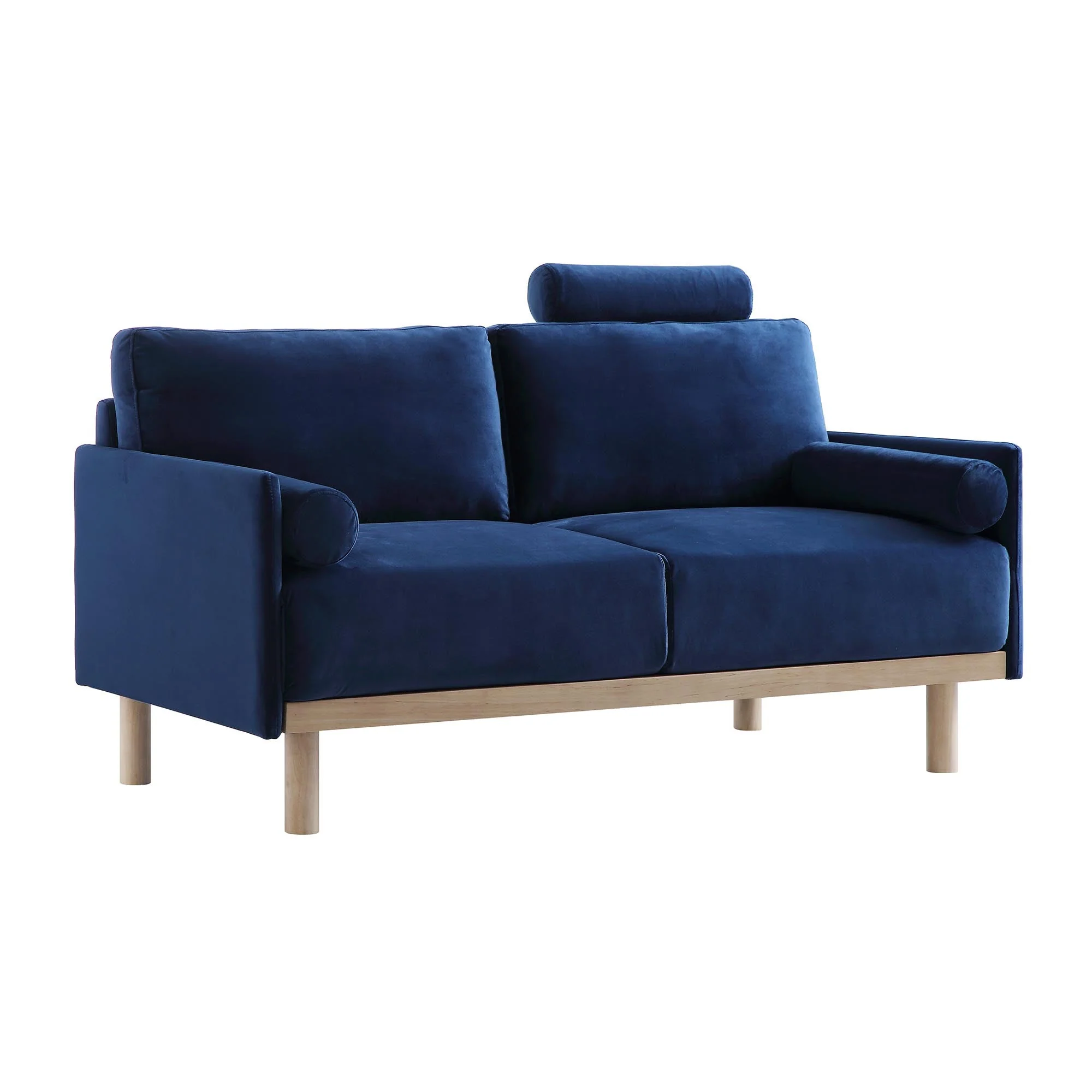 Navy Blue Velvet Sofa, 2-Seater