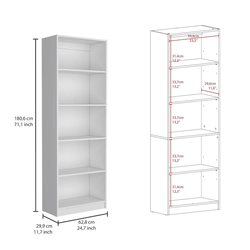 74 Wide 5-Shelf and Cabinet Option C Bookcase Set of 3