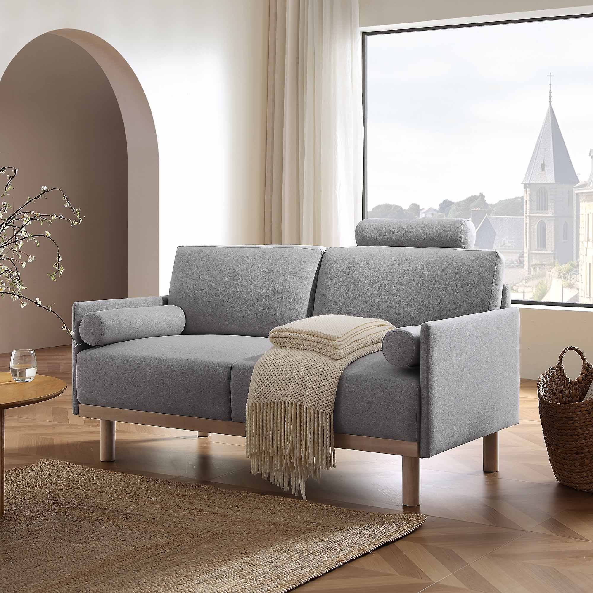 Gray Marl Fabric Sofa, 2-Seater