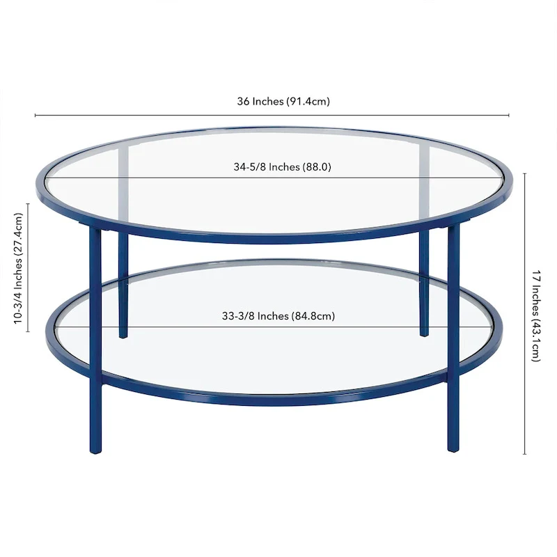 Sivil 36 Wide Round Coffee Table with Glass Top - 36 Wide