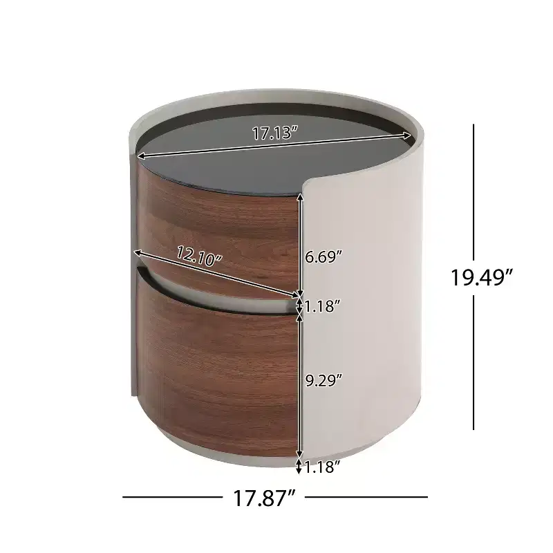 Christopher Knight Home Ariday Modern Round Side Table with Tempered Glass Top and Two Drawers