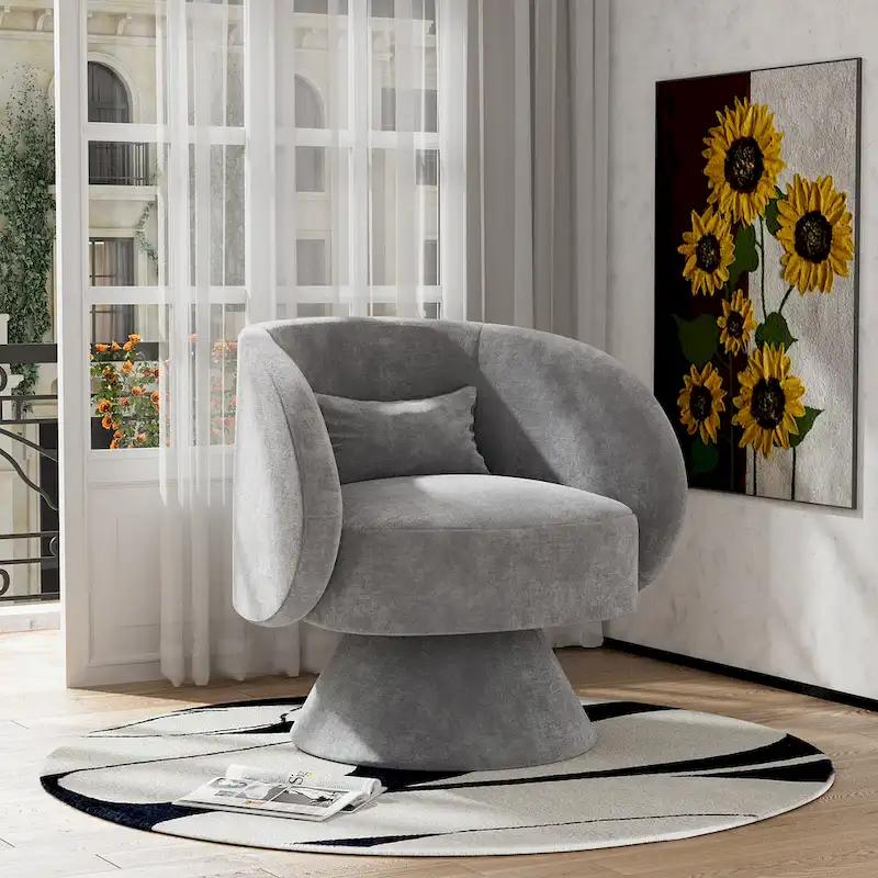 Ouyessir 360 Degree Modern Swivel Cuddle Barrel Sofa Chairs