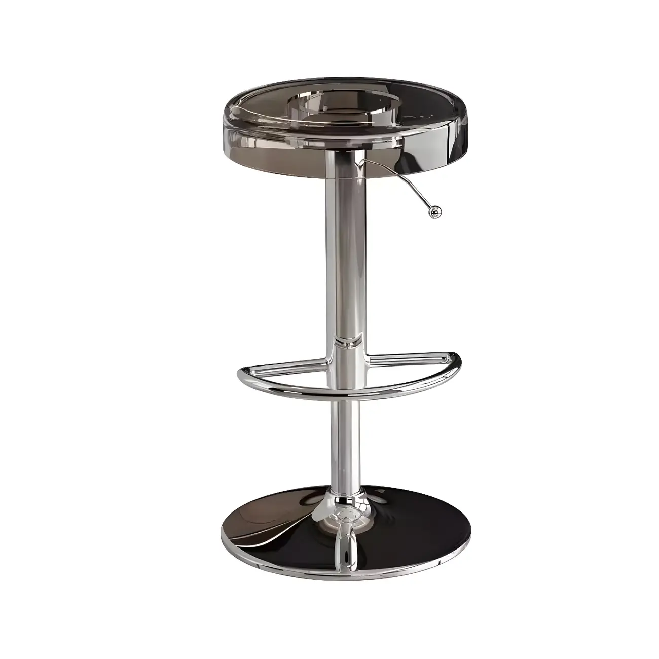 Sleek Metal Clear Acrylic Swivel Adjustable Bar Stool