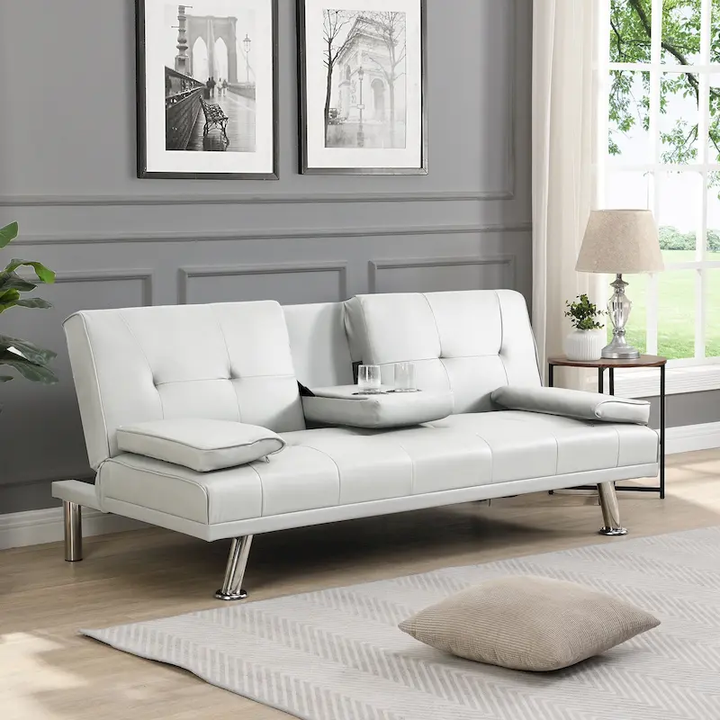 66.1  PVC Loveseat Sofa Bed with Wood Frame and Stainless Legs