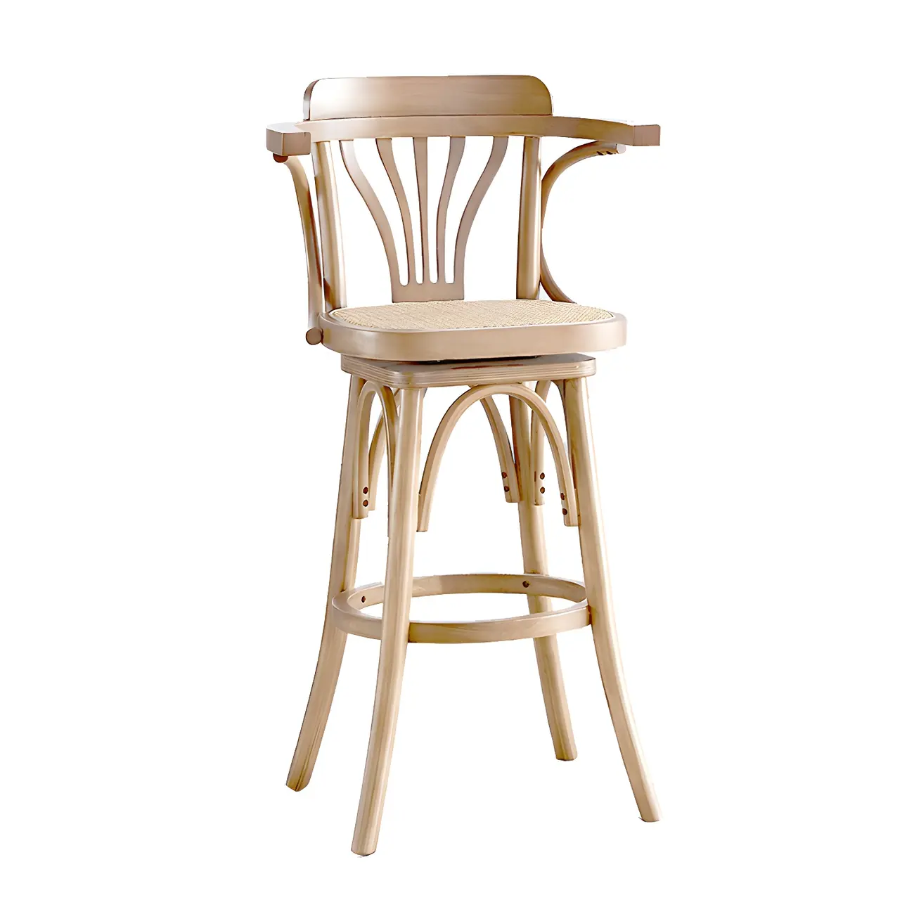 Timeless Square Rattan Wood Low Back Bar Stool in Brown/ Black