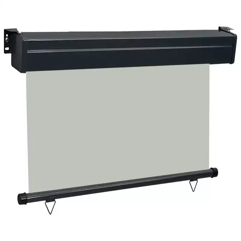 vidaXL Balcony Side Awning Grey Steel 41.3 x 98.4 in Adjustable Armrests