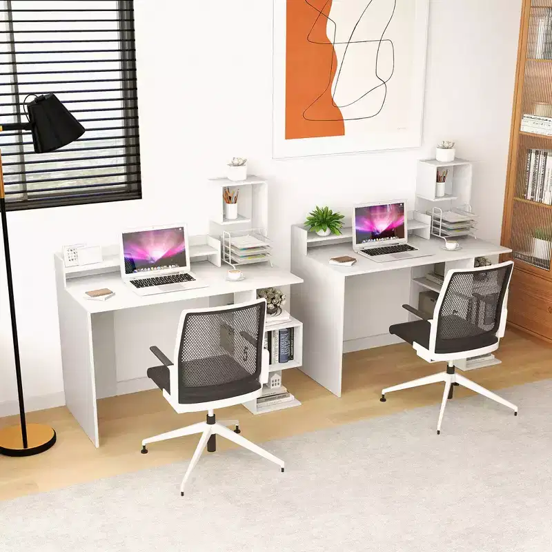 Costway 48 Modern Computer Desk Home Office Workstation w/ Hutch & Storage Shelves