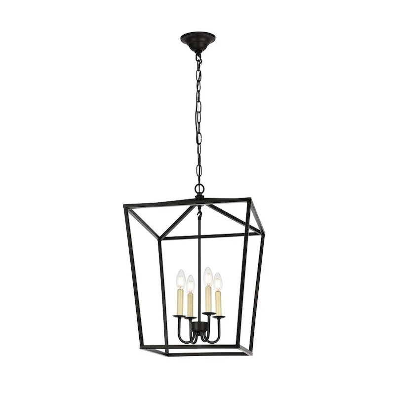 Elegant Lighting Pendant Light D17 H24.25 Lt:4 Black Finish - 17 Dx17 Wx24.25 H