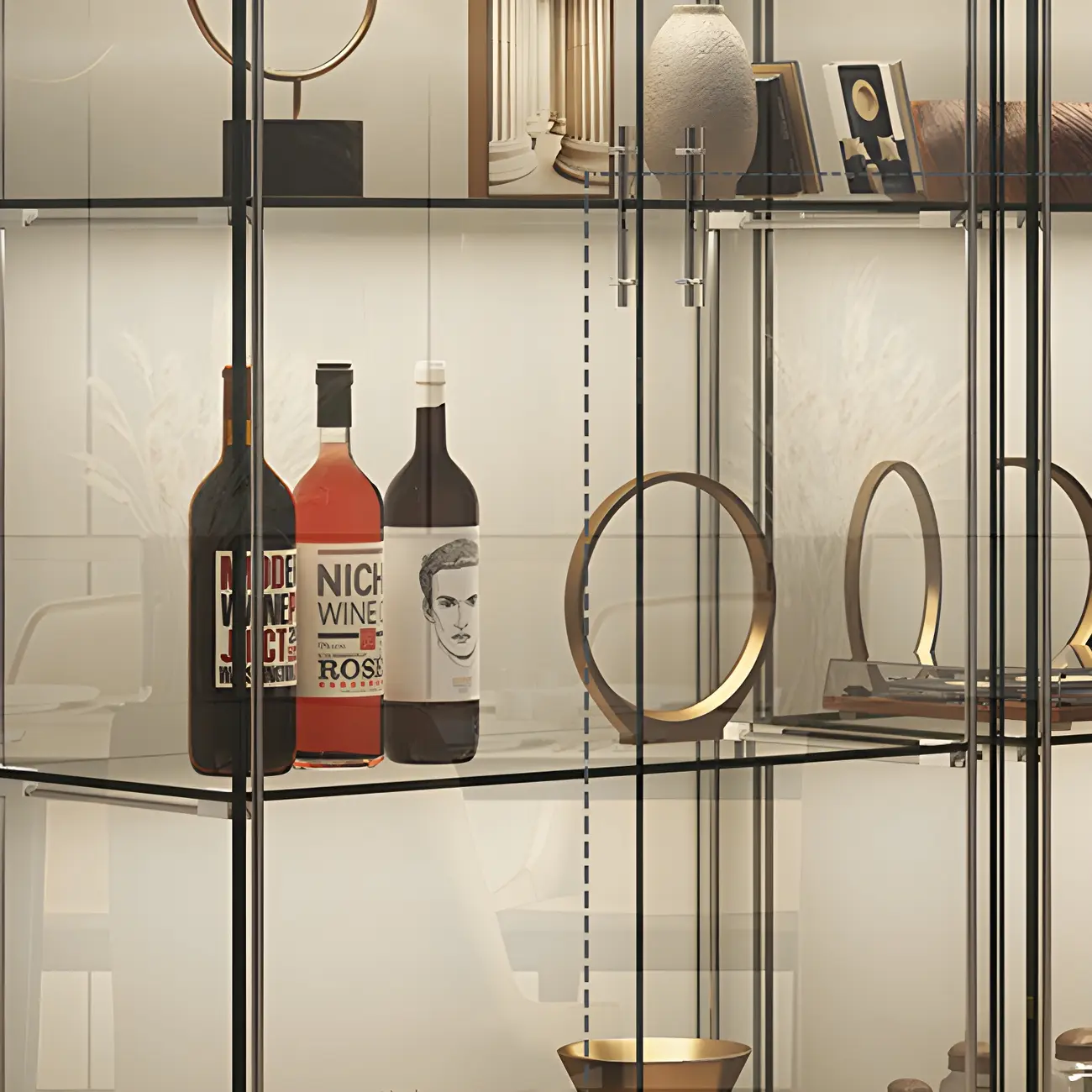 Fashion Black Clear Glass Tall Curio Cabinet with Light