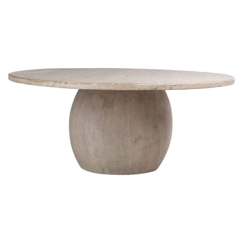 Sophia 72 Round Reclaimed Pine Modern Dining Table with Ball Pedestal Base