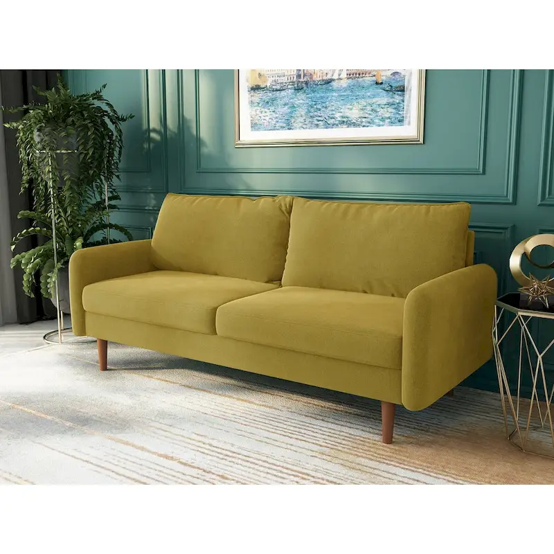 Velvet Square Arm Sofa - Multiple Colors, Contemporary Design, Seats 2-3