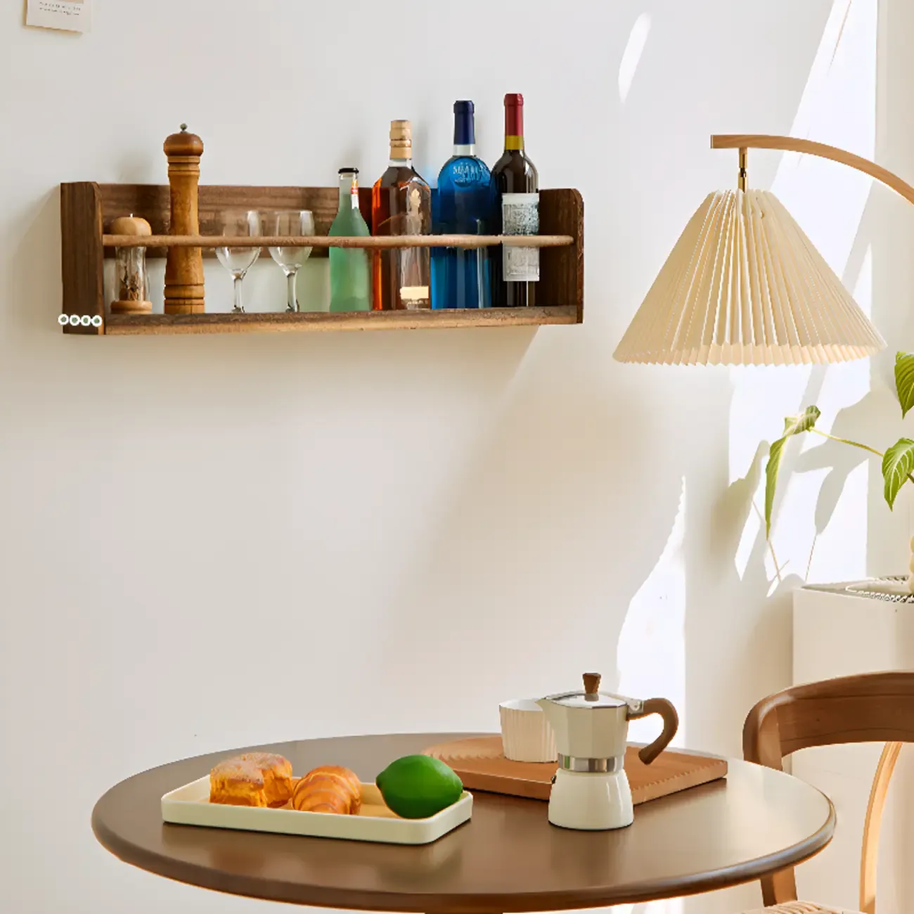 Modern Wooden Wall-Mounted Open Bookcase Small Bookshelf