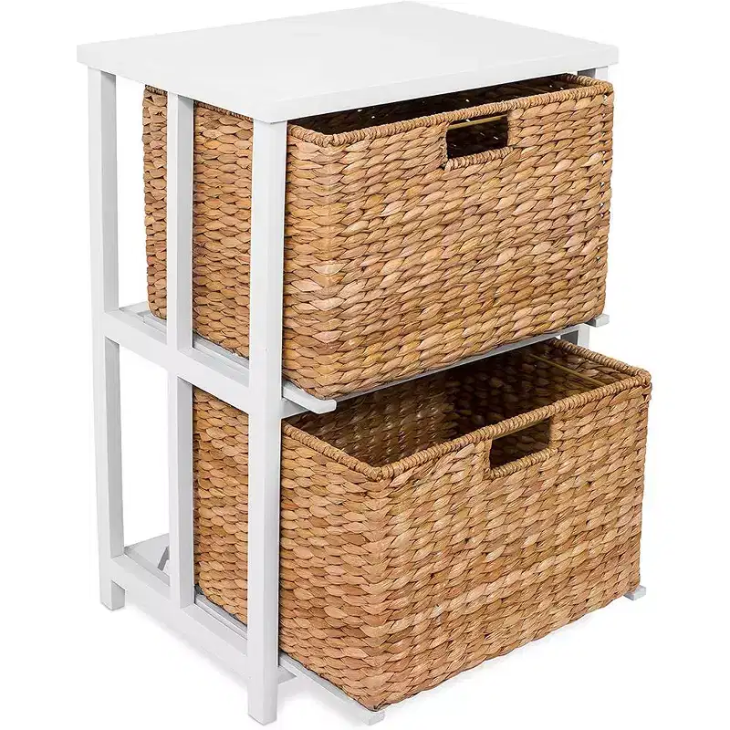 BirdRock Home Seagrass 2-Tier File Cubby Cabinet - Natural
