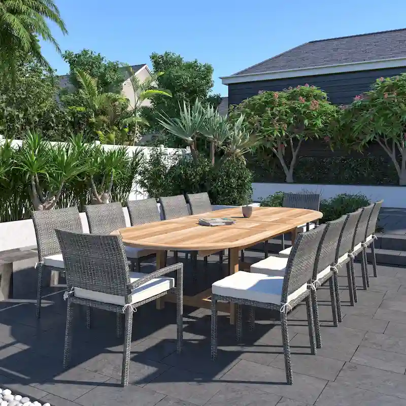 Amazonia FSC Teak Ravello 13pc Outdoor Patio Dining Set with Cushions - 13 pc