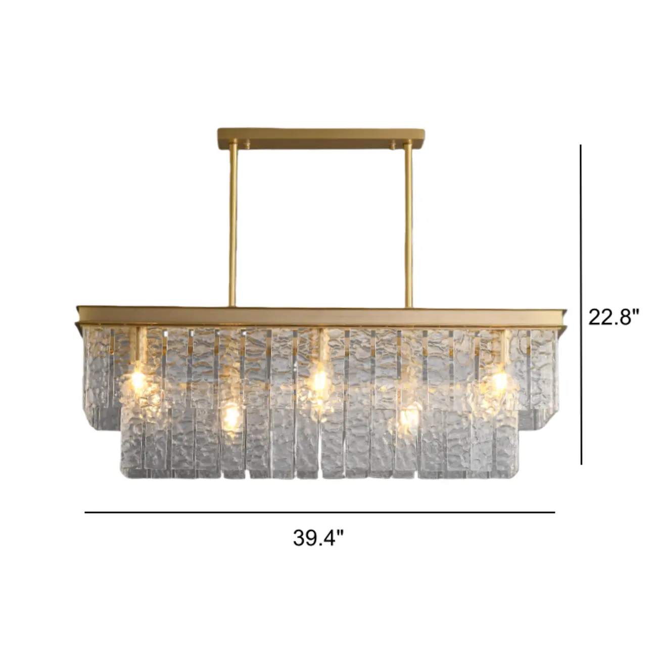 Modern Luxury Brass Glass Rectangular  2-Tier Island Lights-HomeyFad