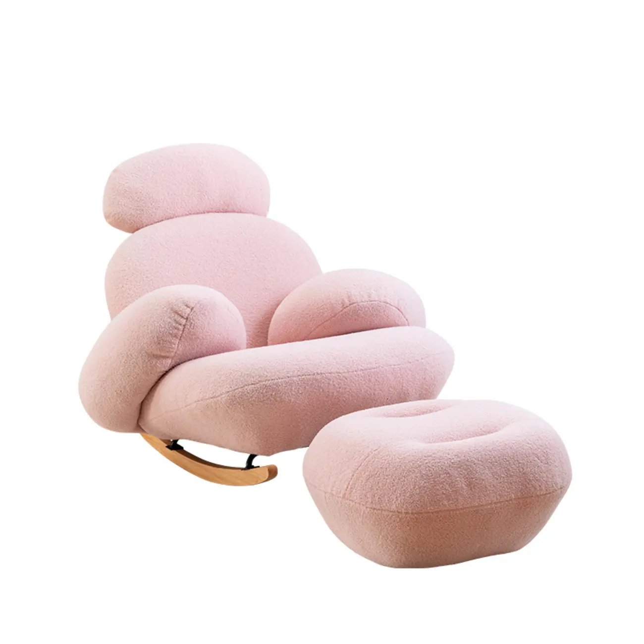 Upholstered Round Arm Rocking Chair with Optional Ottoman