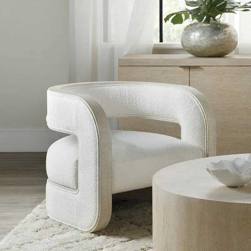 Pebble Beach Accent Chair with Burlap Trim, 1-Seat