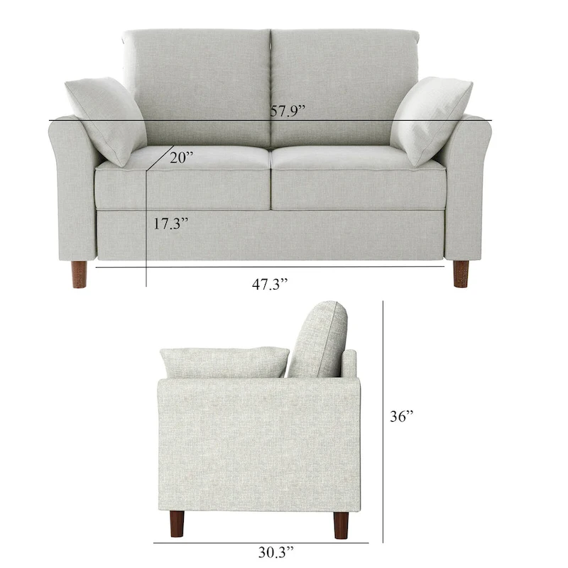 Polyester 3-Seat and 2-Seat Sofa with Cushions
