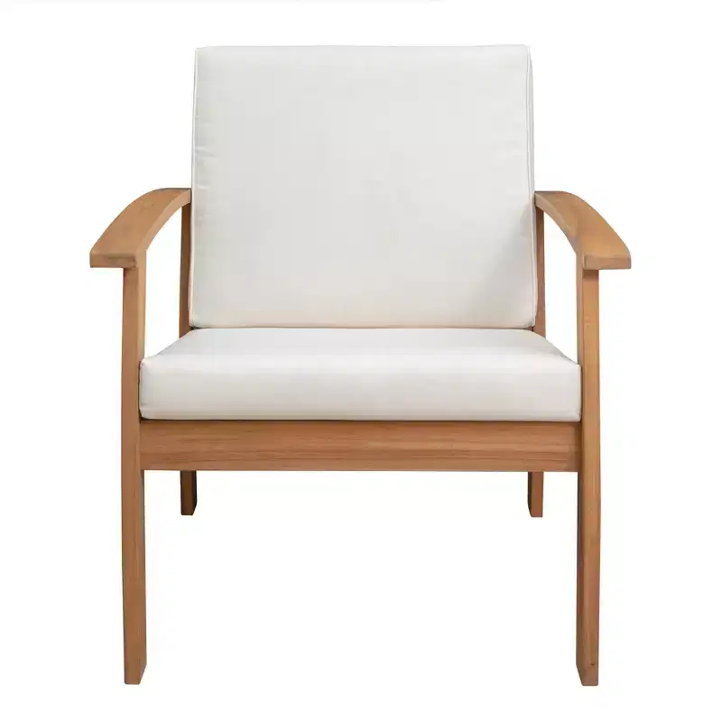 Balkene Home 63342 Lio Wooden Armchair With Cushions Modern & Contemporary Lounge Chair Patio Living Room Study Garden & Outdoors Soft- Brown & White