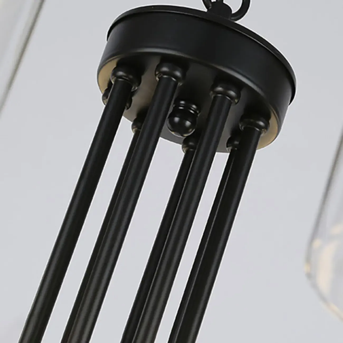 Geometric Industrial Metal Cylinder Glass Chandelier