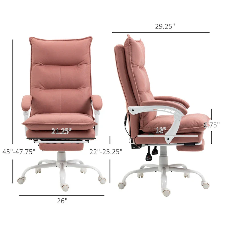 High Back Massage Office Chair with 6 Vibration Points, Heated Reclining Microfiber Computer Chair with Footrest