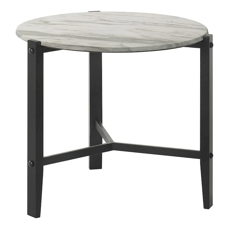 Myranda Faux White Marble and Black End Table