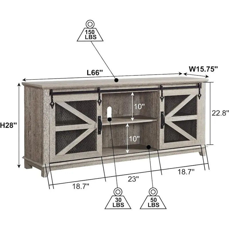 Industrial & Farmhouse TV Stand, Entertainment Center, TV Console