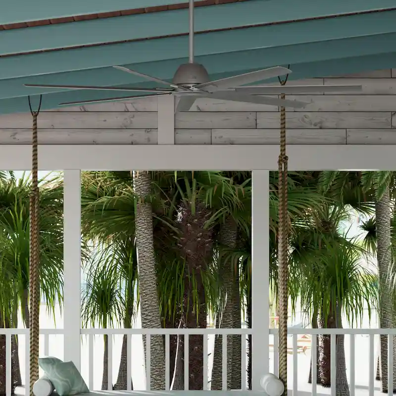 Hunter 72 Downtown Windmill Outdoor Ceiling Fan & Wall Control - Damp Rated - Industrial, Modern - ENERGY STAR!