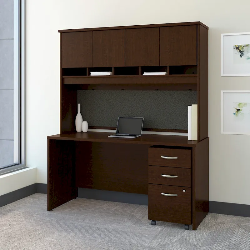Series C 60W Desk with Hutch and Drawers by Bush Business Furniture