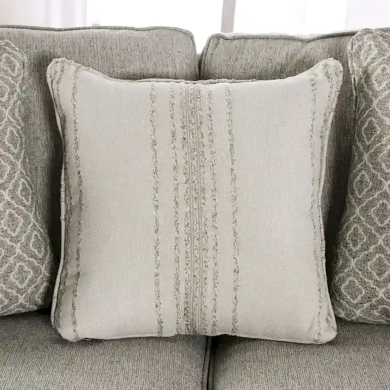 Ruwa Transitional Grey Fabric Sofa with Accent Pillows by Furniture of America