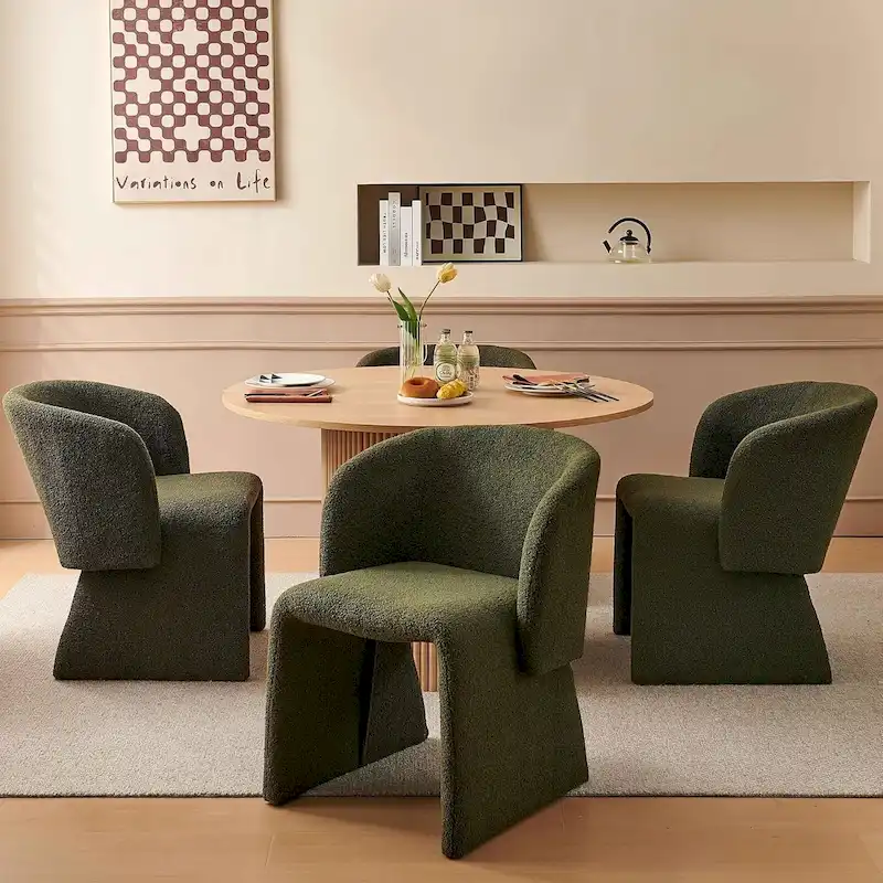 Barrel Dining Sofa Chairs Upholstered-Fully Wrapped