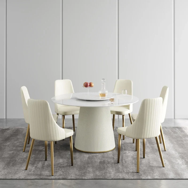 Modern Cream White Faux Leather Dining Chairs (set of 2) - N/A