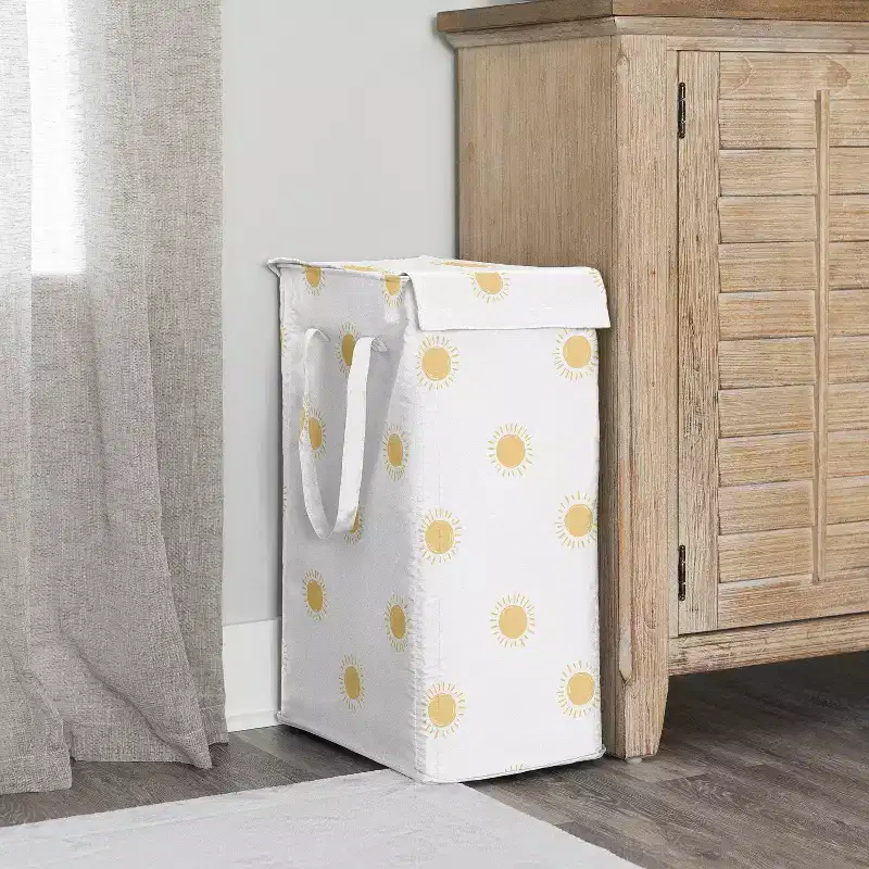 Sweet Jojo Designs Boy, Girl, Unisex/Gender Neutral Foldable Laundry Hamper with Handles Boho Sun Yellow and White