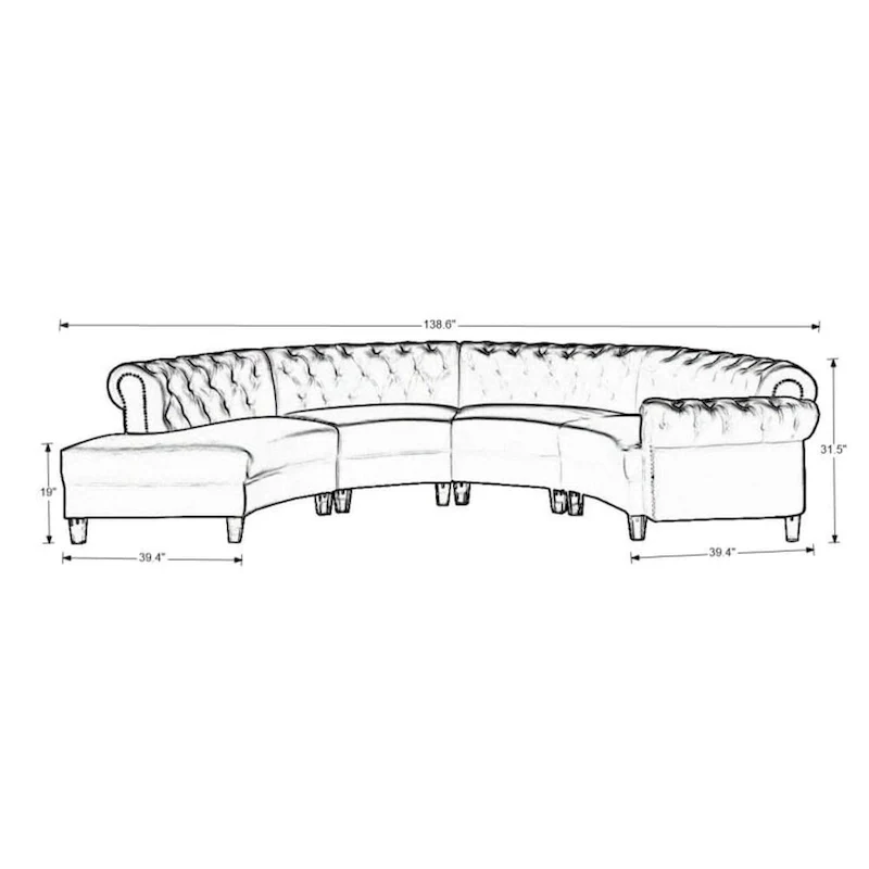 138.6 Velvet curved sofa Symmetrical Modular Sectional