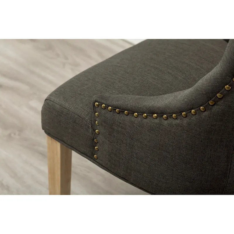 Roundhill Furniture Tufted Solid Wood Silver Nailhead Wingback Hostess Chairs (Set of 2)