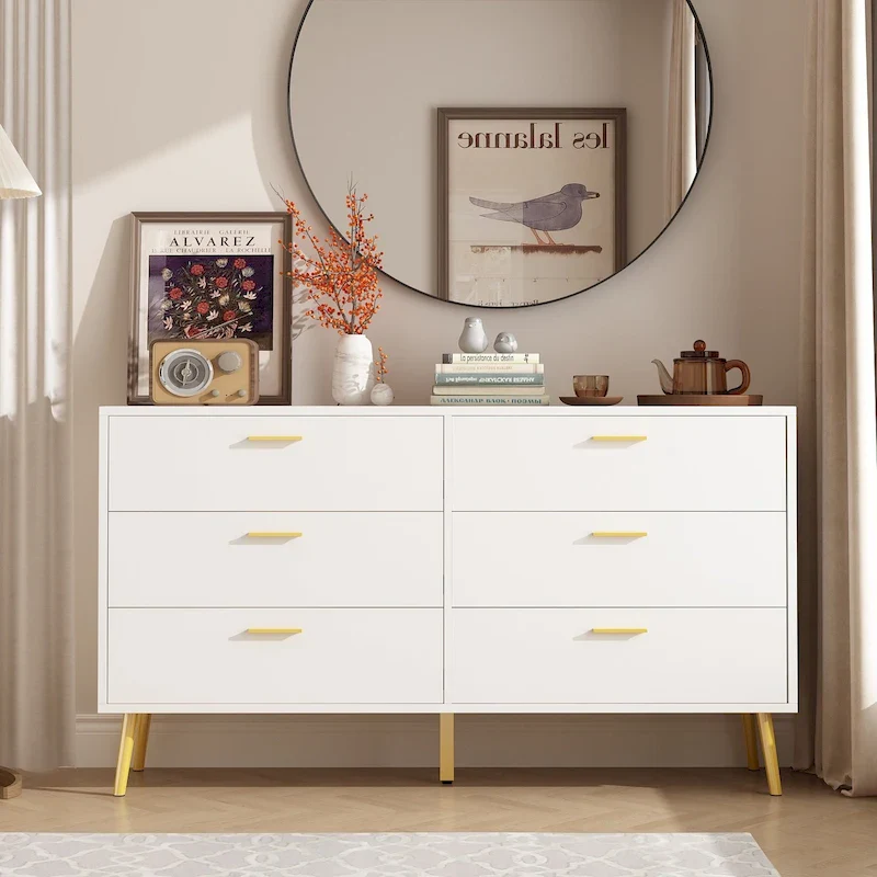 FUFU&GAGA Modern Double 6-Drawer Dresser Chest Of Drawers Cabinet