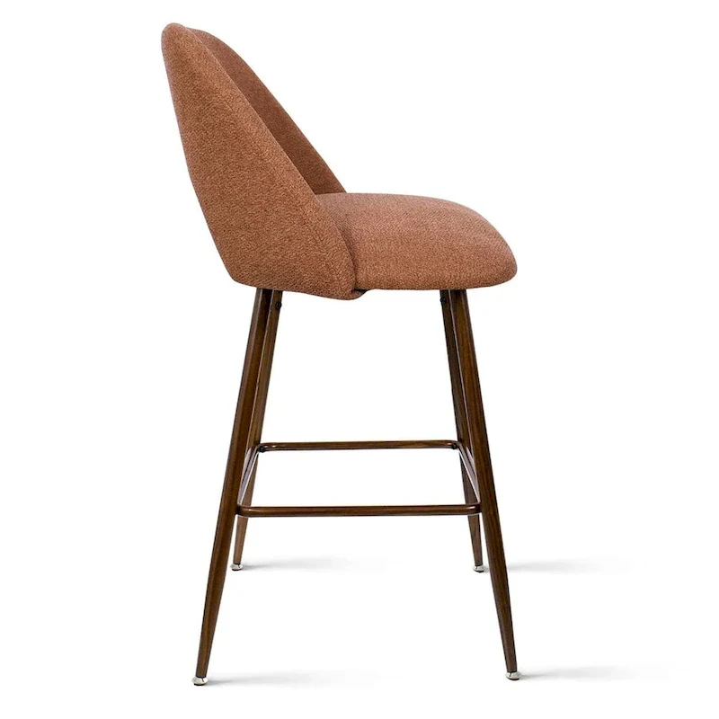 Upholstered Modern Bar Stool Walnut Leg