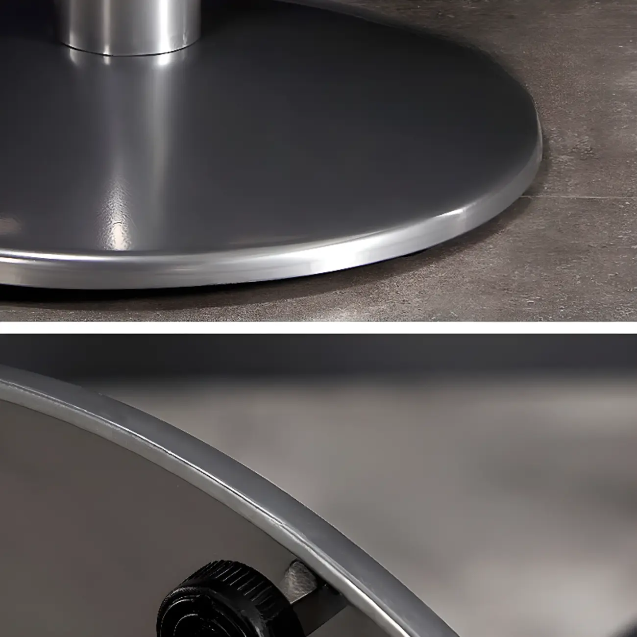 Modern Black Round Wooden Silver Metal Pedestal Bar Tables