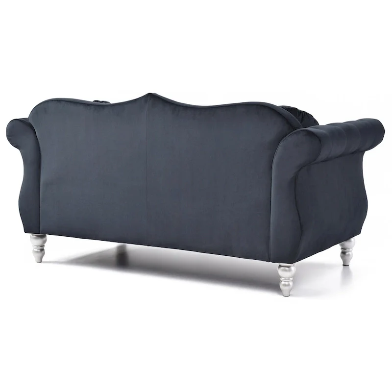 Hollywood 68 in. Velvet Chesterfield Loveseat with 2-Throw Pillow - 68L x 35W x 34H
