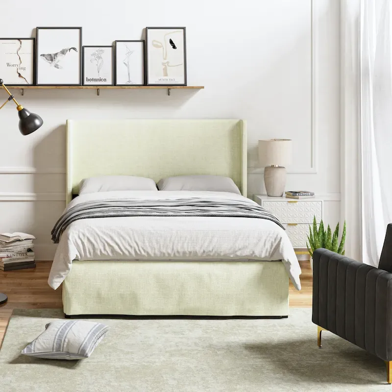 Louise Traditional Washable Slipcover Bed Upholstered Metal by HULALA HOME