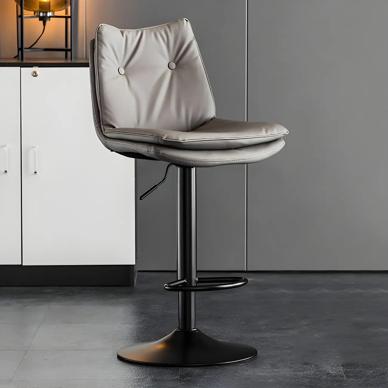Modern Adjustable Leather Swivel Bar Stools