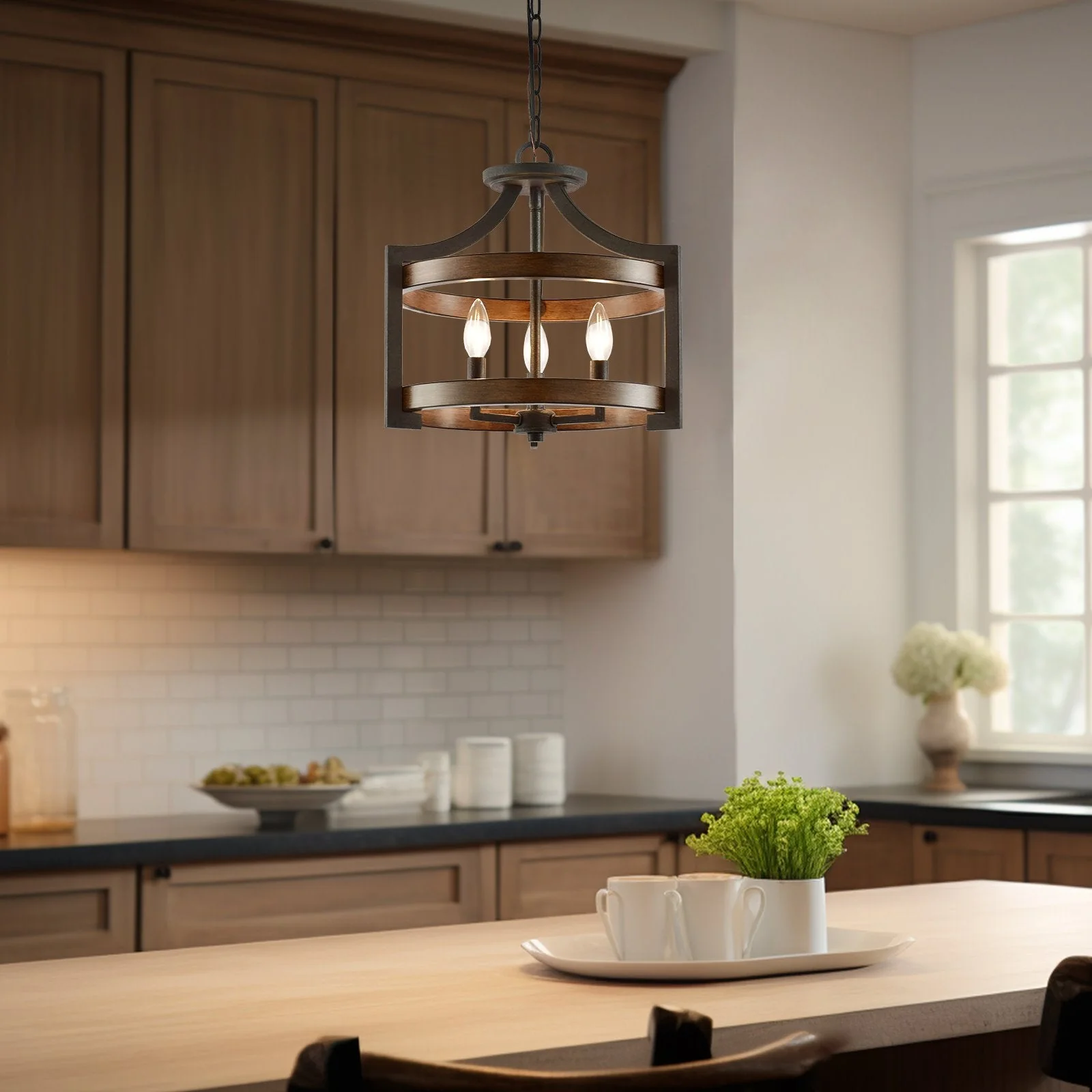 Woodrow 15 3-Light Industrial Farmhouse Semi Flush Convertible Pendant Light