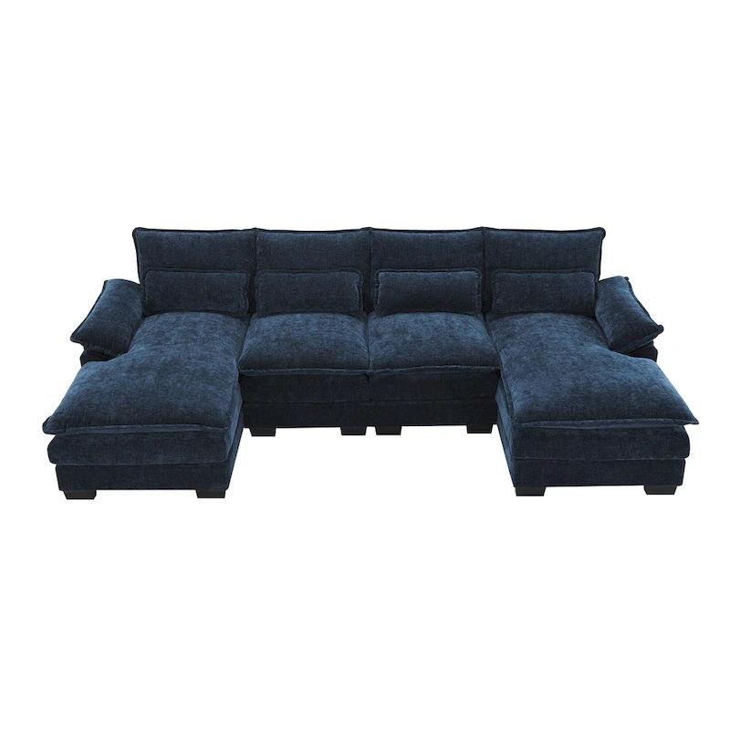 [VIDEO provided][New]109.8*55.9  Modern U-shaped Sectional Sofa with Waist Pillows,6-seat Upholstered Symmetrical Sofa Furniture