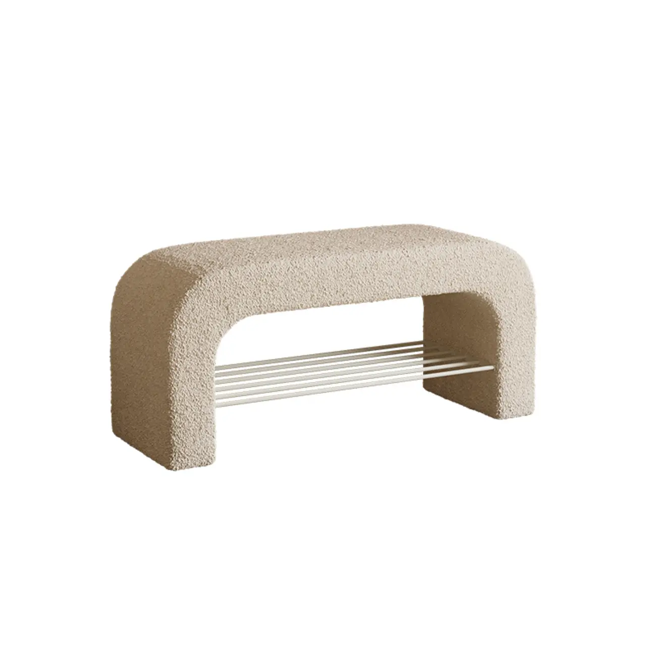 Decorative Upholstered Curved Storage Bench for Living Room