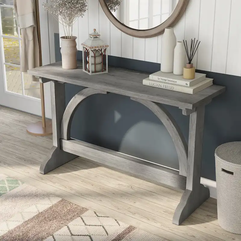 Rustic Oak 47-inch Console Table with Trestle Base