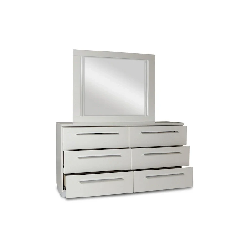 New Classic Furniture Vexa White High Gloss 4-Piece Bedroom Set with Nightstand