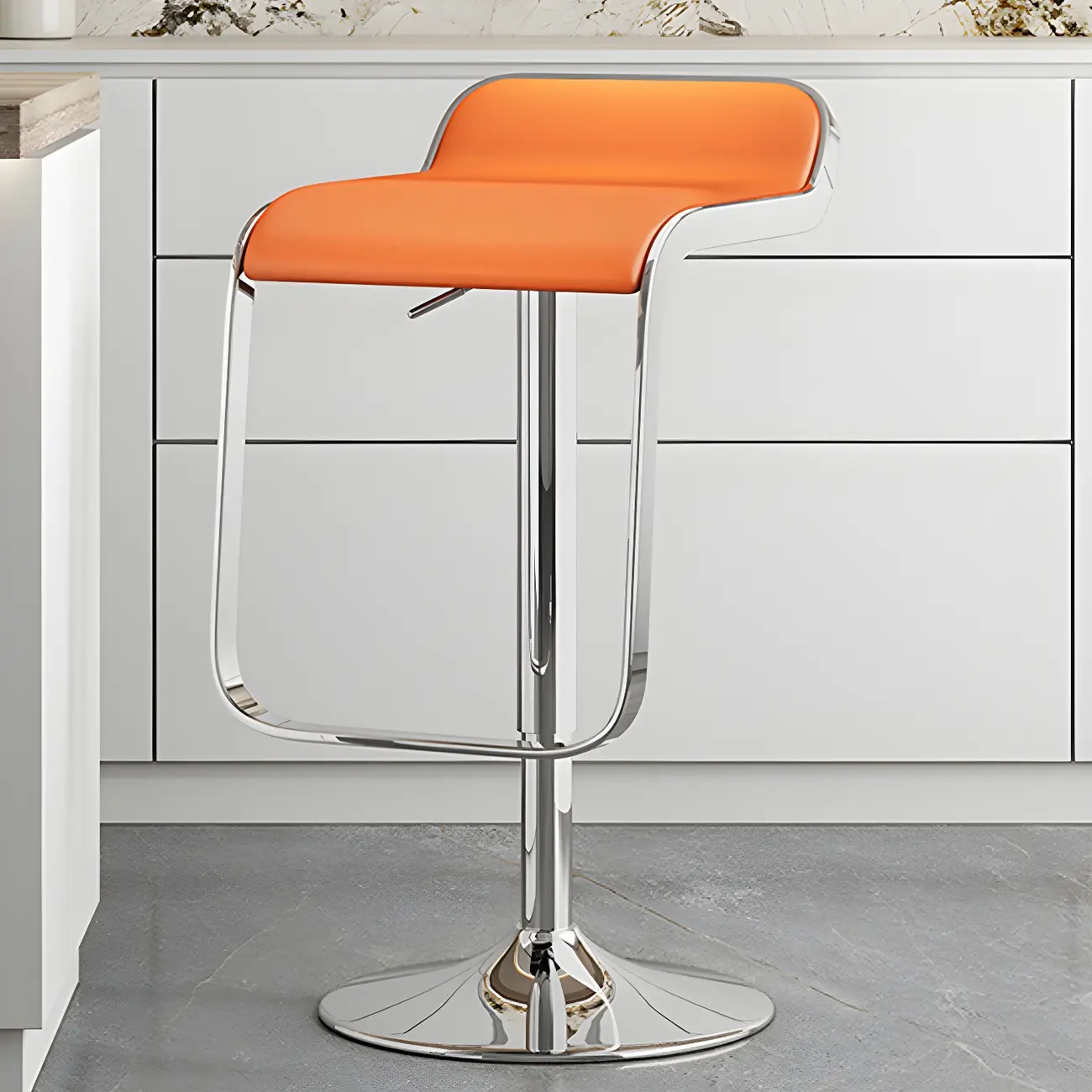 Leather Low Back Metal Adjustable Swivel Bar Stools