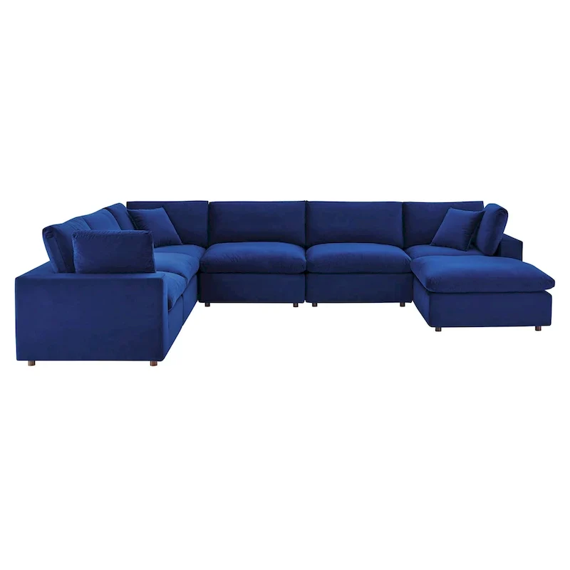 Commix Down Filled Overstuffed Velvet 7-Piece Sectional Sofa