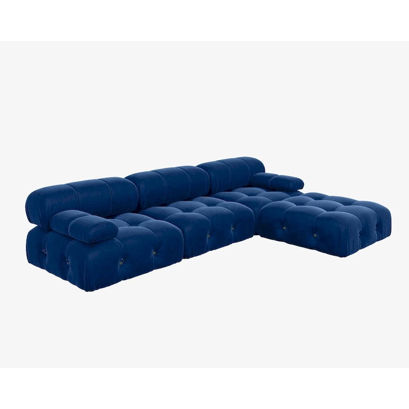 104  Wide Velvet Reversible Modular Sofa & Chaise with Ottoman